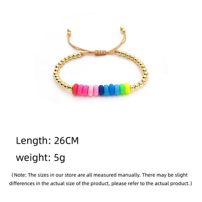 Casual Simple Style Colorful Soft Clay Copper Beaded Knitting Plating 18k Gold Plated Women's Bracelets