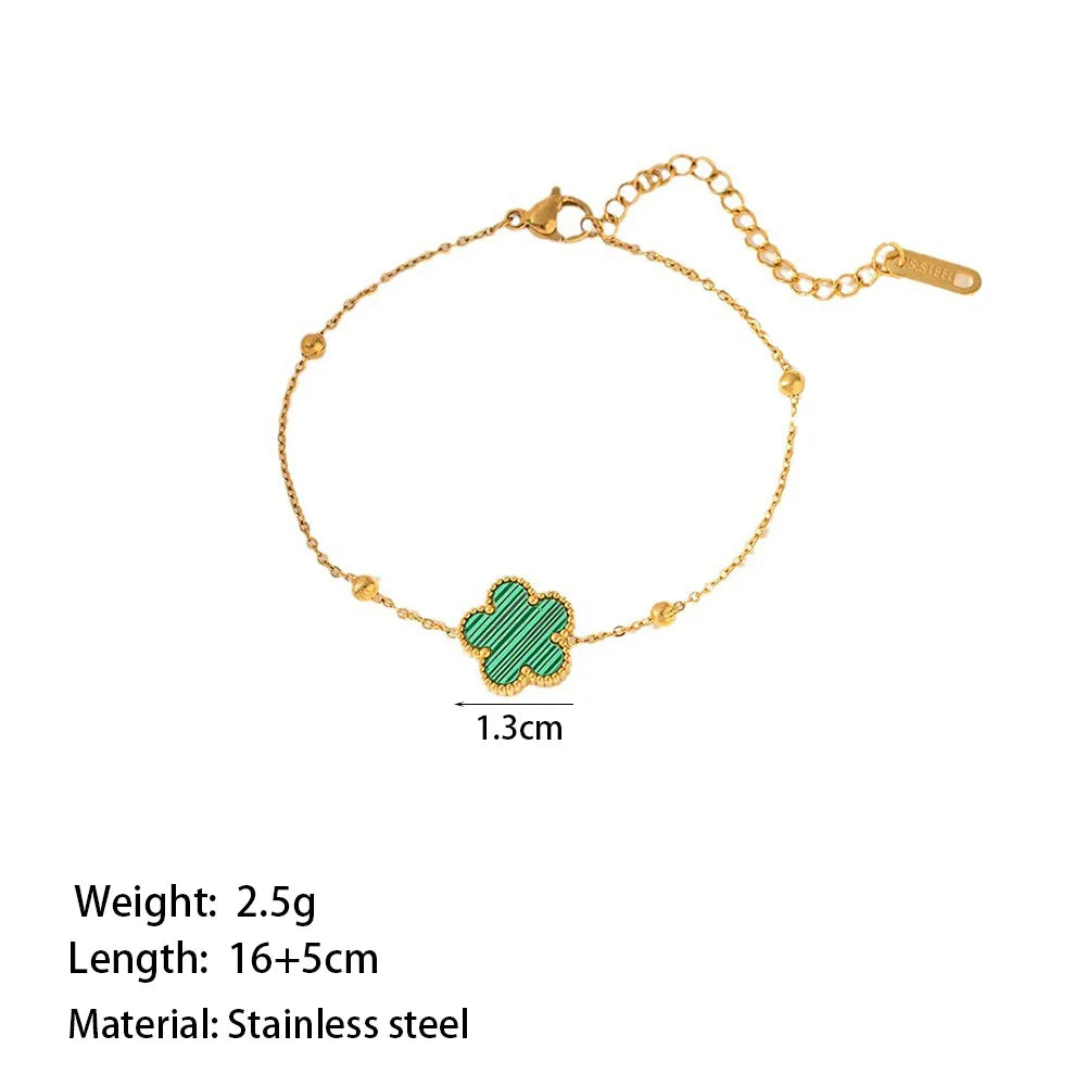 Casual Simple Style Commute Flower 304 Stainless Steel 18K Gold Plated Acrylic Bracelets In Bulk