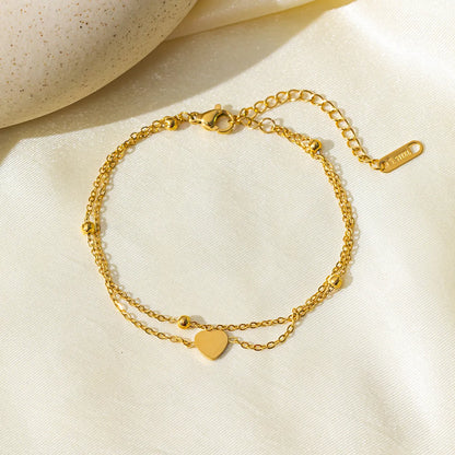 Casual Simple Style Commute Heart Shape 304 Stainless Steel 18K Gold Plated Bracelets In Bulk