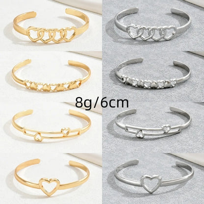 Casual Simple Style Commute Heart Shape Alloy Wholesale Cuff Bracelets