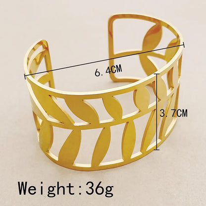 Casual Simple Style Commute Leaves 304 Stainless Steel 14K Gold Plated Bangle In Bulk