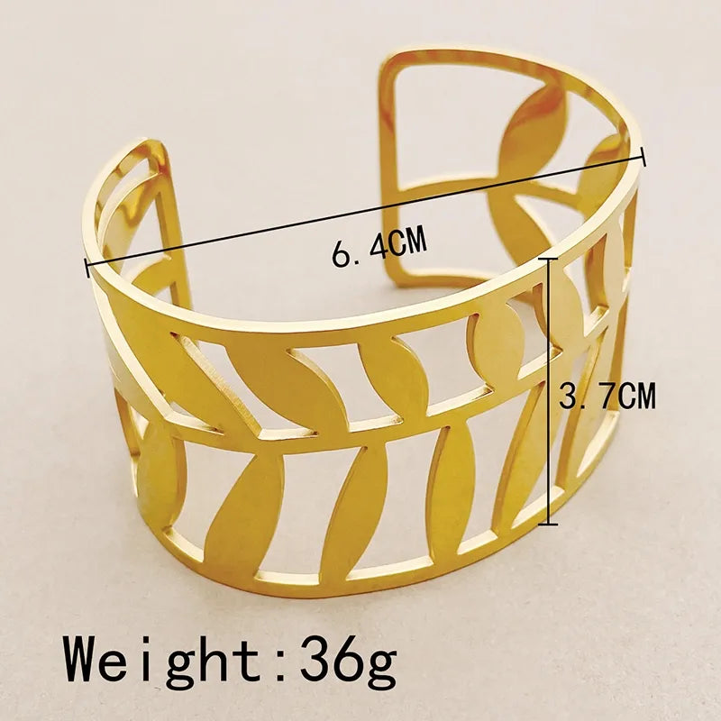 Casual Simple Style Commute Leaves 304 Stainless Steel 14K Gold Plated Bangle In Bulk