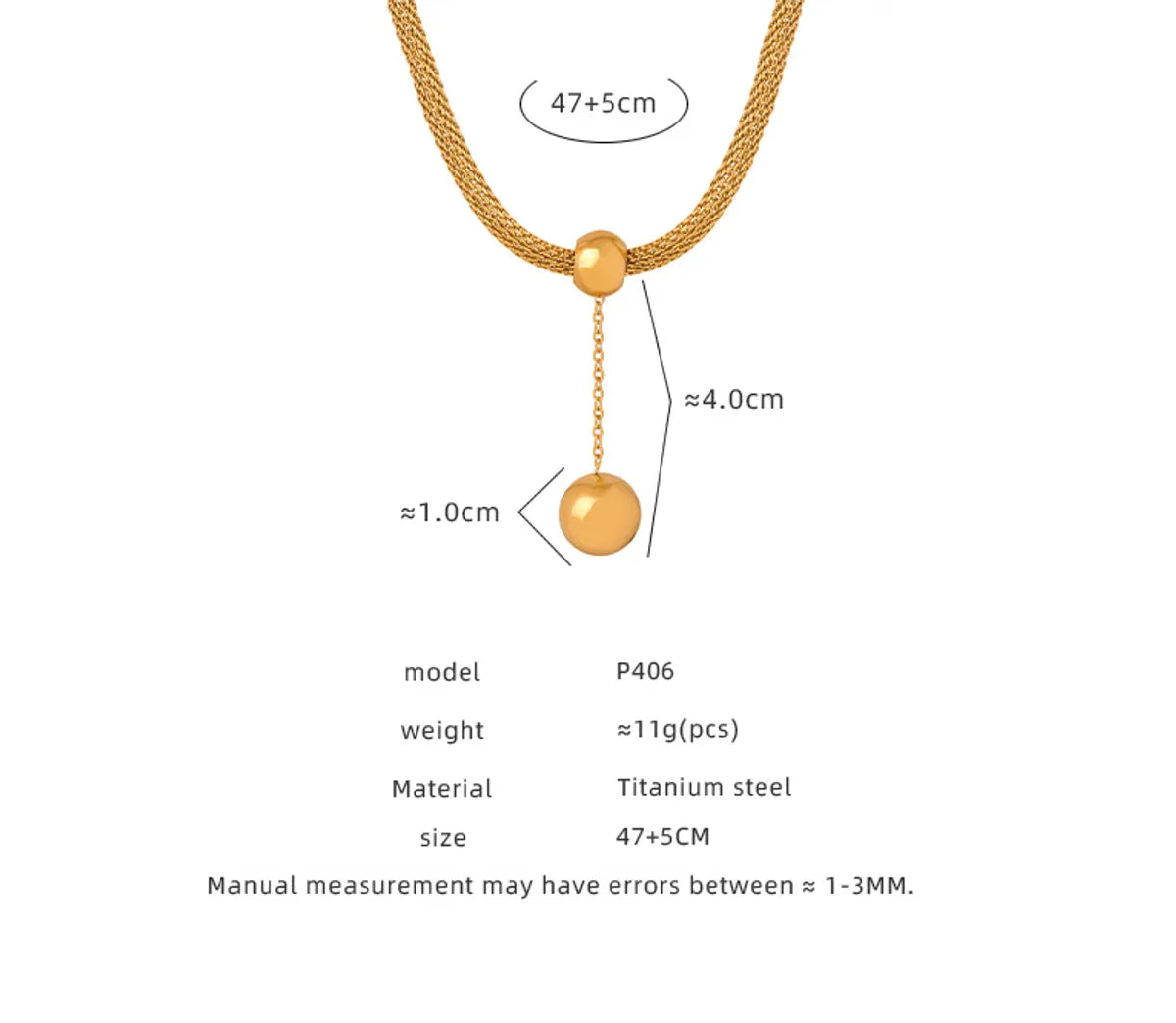 Casual Simple Style Commute Round Titanium Steel Plating Chain 18k Gold Plated Pendant Necklace