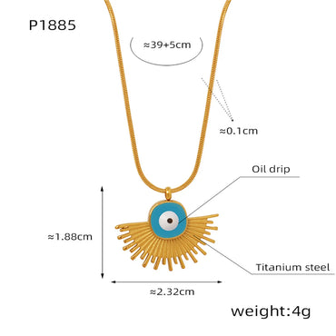 Casual Simple Style Commute Sector Eye Titanium Steel Enamel Plating Chain 18k Gold Plated Pendant Necklace