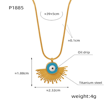 Casual Simple Style Commute Sector Eye Titanium Steel Enamel Plating Chain 18k Gold Plated Pendant Necklace