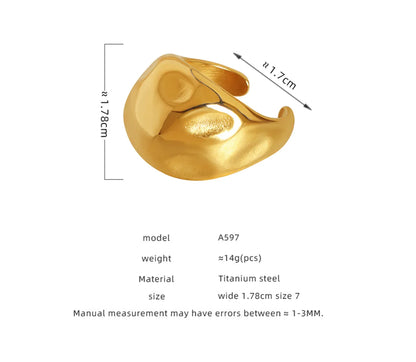 Casual Simple Style Commute Solid Color Titanium Steel Plating 18k Gold Plated Open Rings