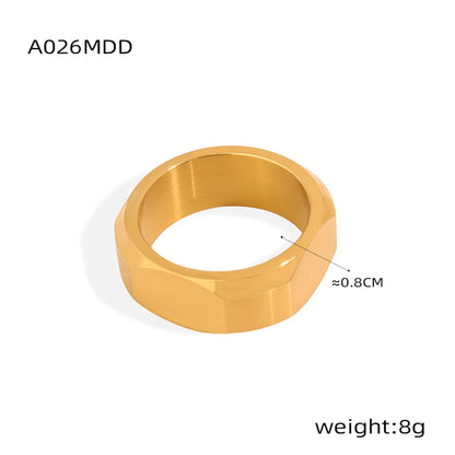 Casual Simple Style Commute Square Titanium Steel Plating 18k Gold Plated Rings