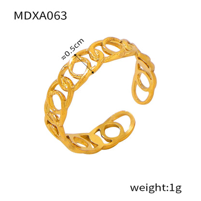 Wholesale Jewelry Casual Simple Style Commute Sun Leaves Titanium Steel 18K Gold Plated Hollow Out Open Rings