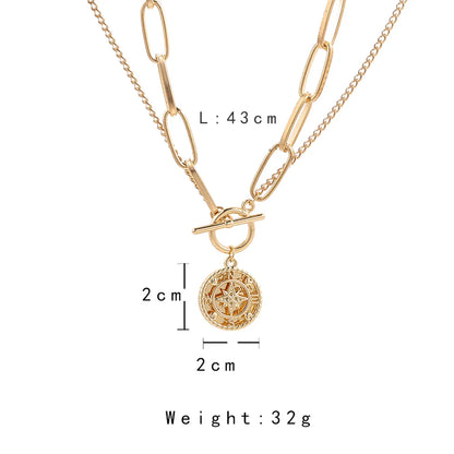 Casual Simple Style Compass K Gold Plated 201 Stainless Steel Alloy Wholesale Pendant Necklace