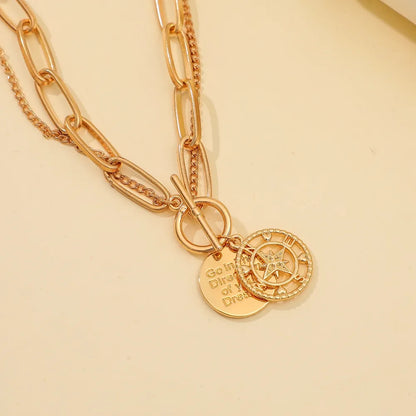 Casual Simple Style Compass K Gold Plated 201 Stainless Steel Alloy Wholesale Pendant Necklace