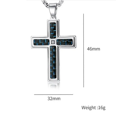 Casual Simple Style Cross 304 Stainless Steel Inlay Zircon Men'S Pendant Necklace Necklace Pendant