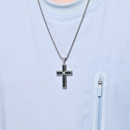 Casual Simple Style Cross 304 Stainless Steel Inlay Zircon Men'S Pendant Necklace Necklace Pendant