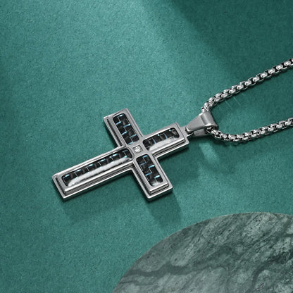 Casual Simple Style Cross 304 Stainless Steel Inlay Zircon Men'S Pendant Necklace Necklace Pendant