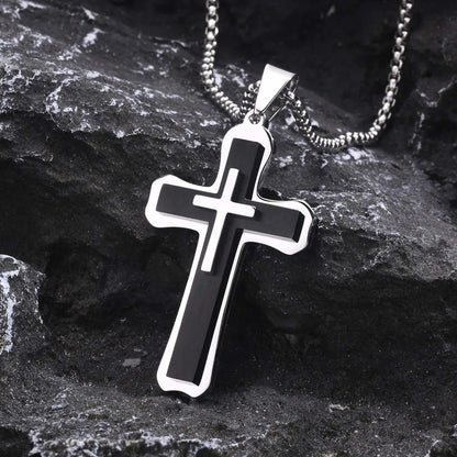 Casual Simple Style Cross 304 Stainless Steel Layered Men'S Pendant Necklace