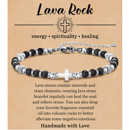 Casual Simple Style Cross 304 Stainless Steel Natural Stone Wholesale Bracelets