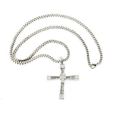 Casual Simple Style Cross Alloy Inlay Rhinestones Men'S Pendant Necklace