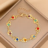 Casual Simple Style Cross Eye Flower Copper Gold Plated Rhinestones Wristband Bracelets In Bulk