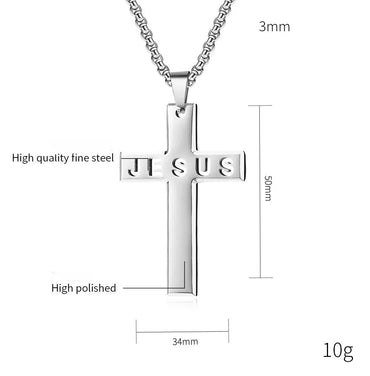 Casual Simple Style Cross Letter 304 Stainless Steel Hollow Out 18K Gold Plated Unisex Pendant Necklace