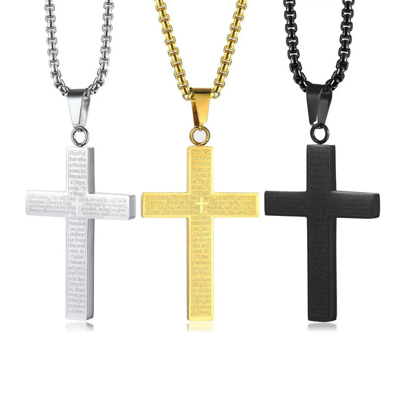 Casual Simple Style Cross Letter Titanium Steel Plating Unisex Pendant Necklace