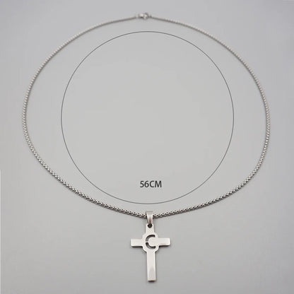 Casual Simple Style Cross Letter 304 Stainless Steel Titanium Steel Unisex Pendant Necklace