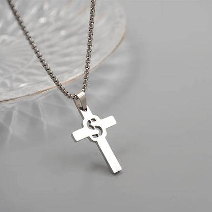 Casual Simple Style Cross Letter 304 Stainless Steel Titanium Steel Unisex Pendant Necklace