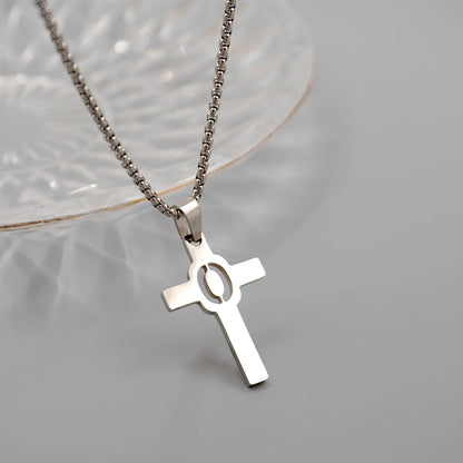 Casual Simple Style Cross Letter 304 Stainless Steel Titanium Steel Unisex Pendant Necklace