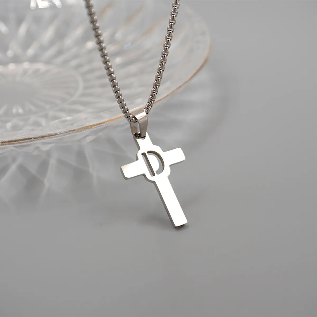 Casual Simple Style Cross Letter 304 Stainless Steel Titanium Steel Unisex Pendant Necklace