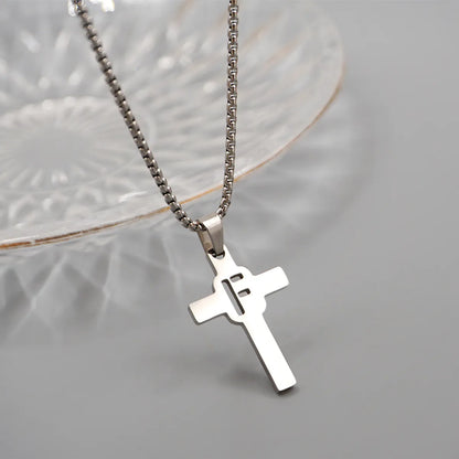 Casual Simple Style Cross Letter 304 Stainless Steel Titanium Steel Unisex Pendant Necklace