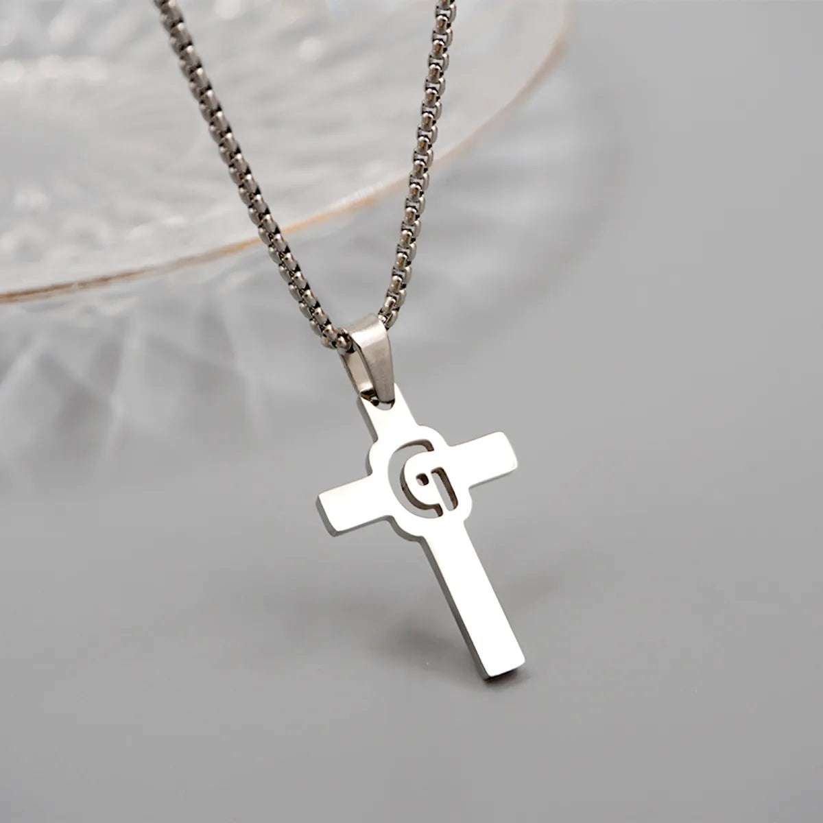 Casual Simple Style Cross Letter 304 Stainless Steel Titanium Steel Unisex Pendant Necklace