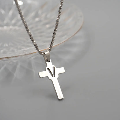 Casual Simple Style Cross Letter 304 Stainless Steel Titanium Steel Unisex Pendant Necklace