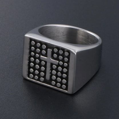 Casual Simple Style Cross Polka Dots 304 Stainless Steel Polishing Men'S Rings