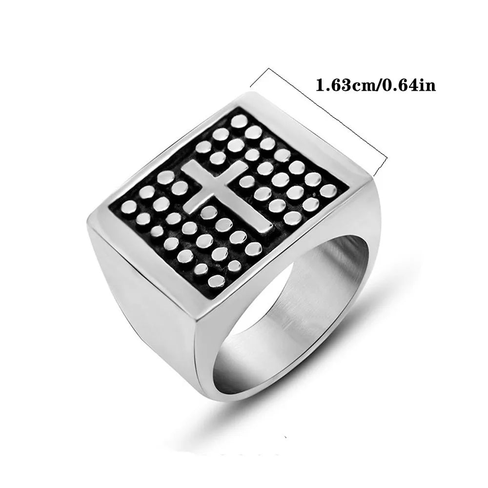 Casual Simple Style Cross Polka Dots 304 Stainless Steel Polishing Men'S Rings