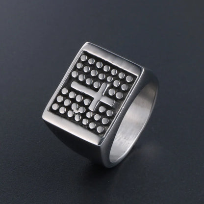 Casual Simple Style Cross Polka Dots 304 Stainless Steel Polishing Men'S Rings