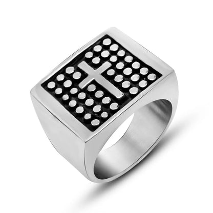 Casual Simple Style Cross Polka Dots 304 Stainless Steel Polishing Men'S Rings