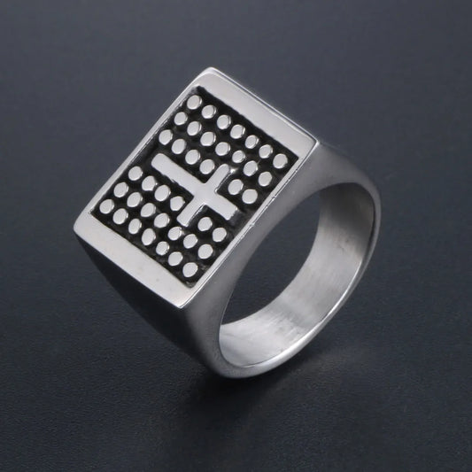 Casual Simple Style Cross Polka Dots 304 Stainless Steel Polishing Men'S Rings