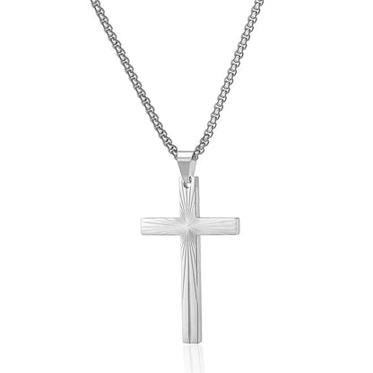 Casual Simple Style Cross Titanium Steel Plating Pendant Necklace