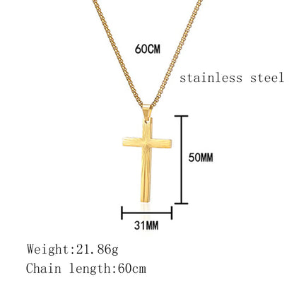 Casual Simple Style Cross Titanium Steel Plating Pendant Necklace