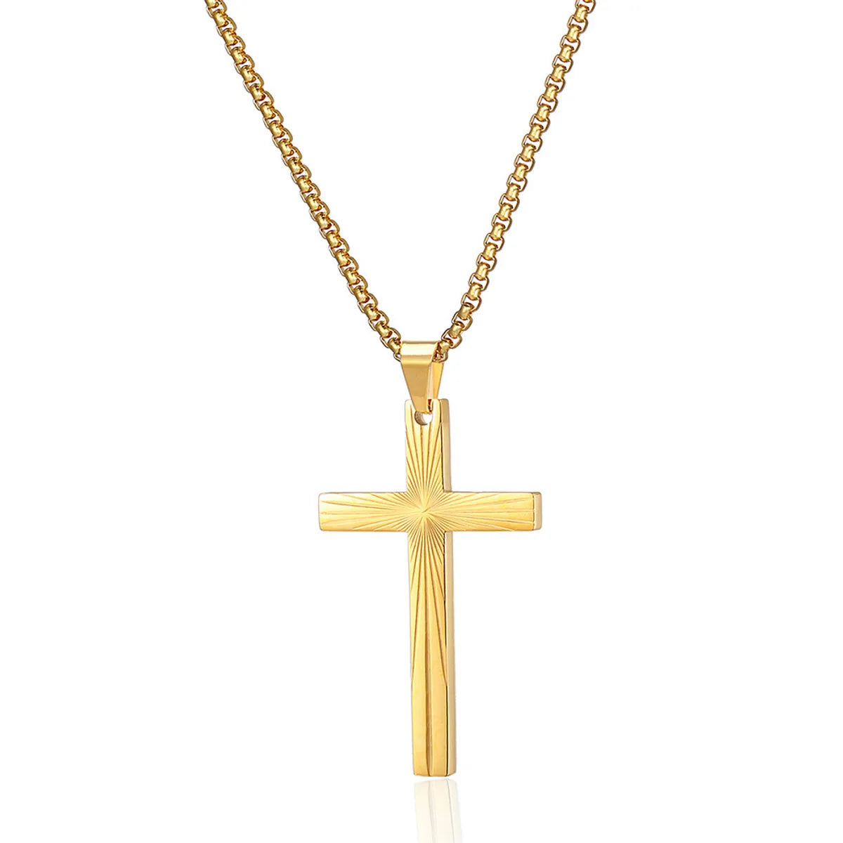 Casual Simple Style Cross Titanium Steel Plating Pendant Necklace