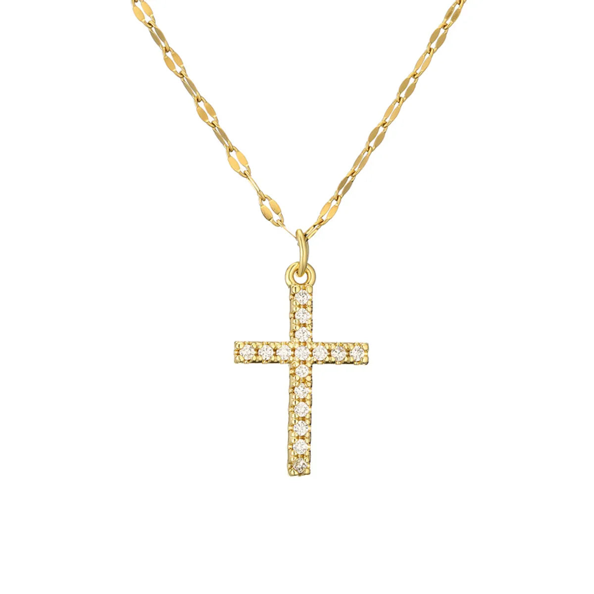 Wholesale Jewelry Casual Simple Style Cross Tree Stainless Steel Copper Zircon Plating Hollow Out Inlay Pendant Necklace