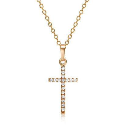 Casual Simple Style Cross Alloy Inlay Zircon Unisex Pendant Necklace