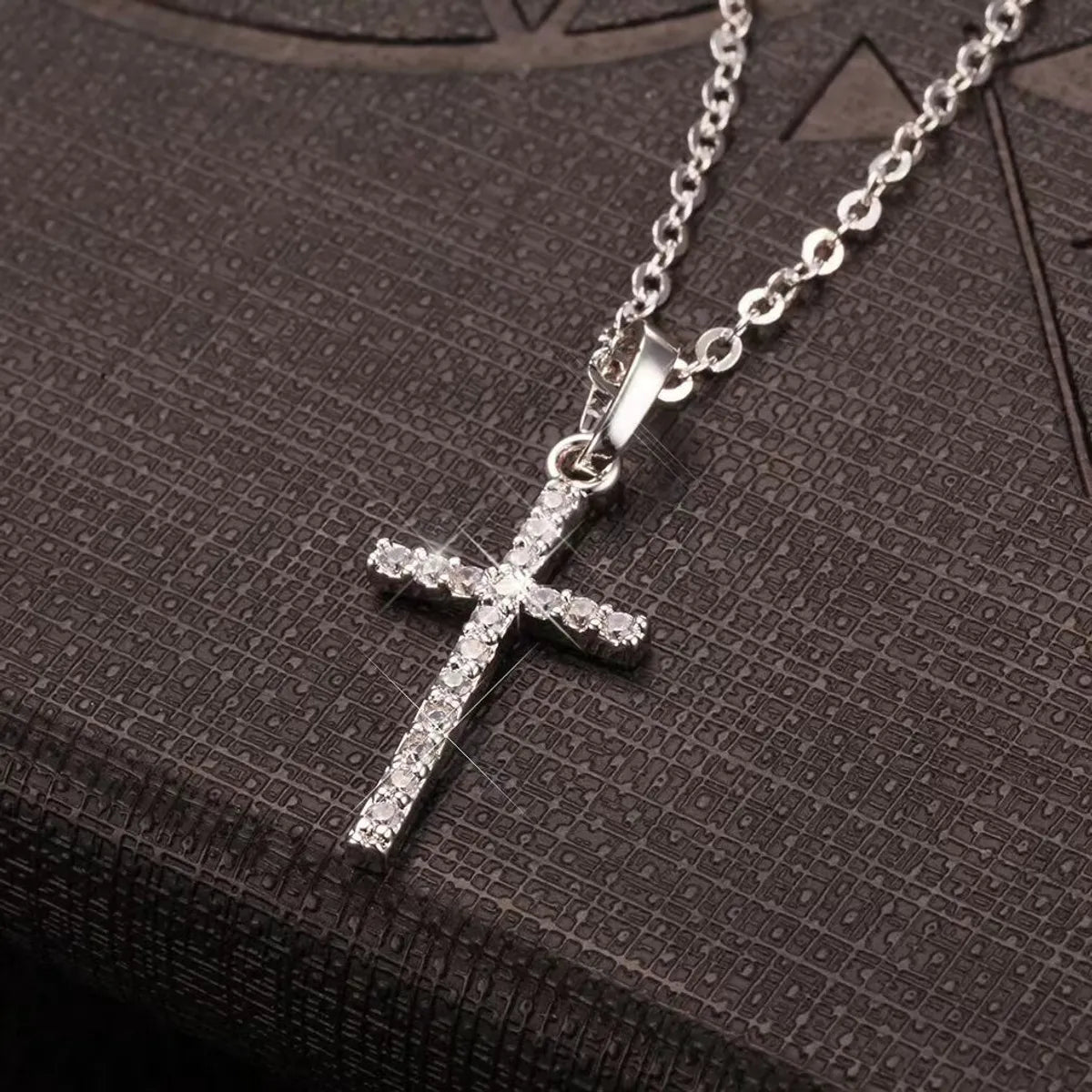 Casual Simple Style Cross Alloy Inlay Zircon Unisex Pendant Necklace