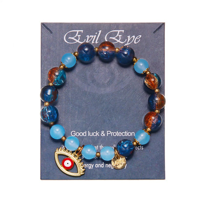 Casual Simple Style Devil'S Eye Artificial Crystal Beaded Unisex Bracelets