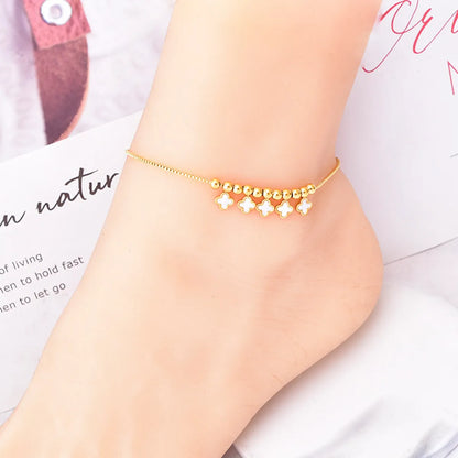 Casual Simple Style Devil'S Eye Titanium Steel Beaded Enamel Women'S Anklet