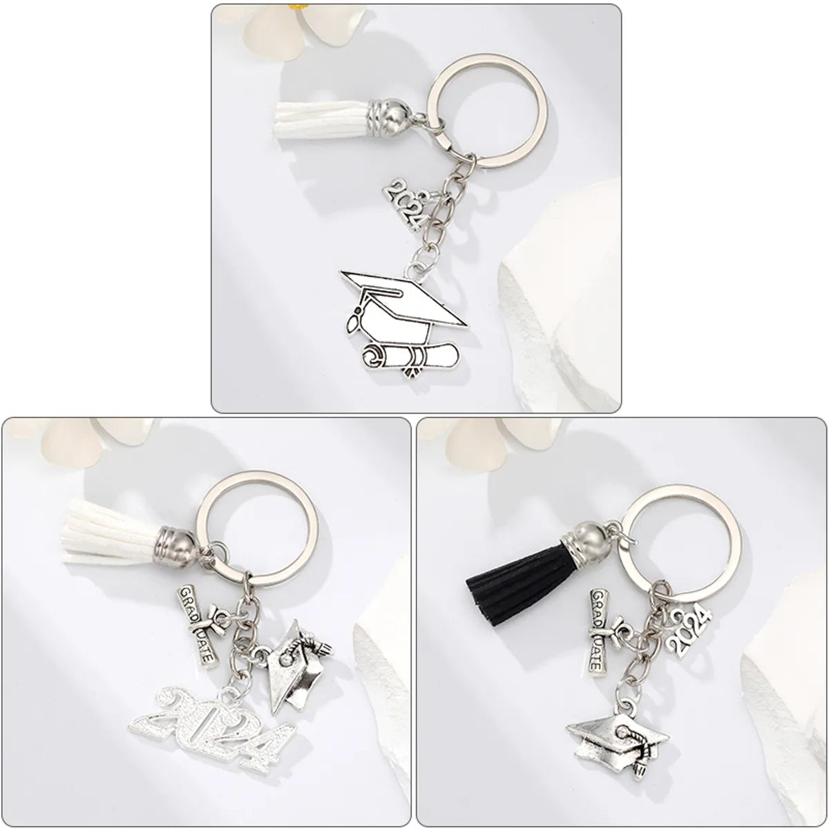 Casual Simple Style Doctoral Cap Number Alloy Tassel Bag Pendant Keychain