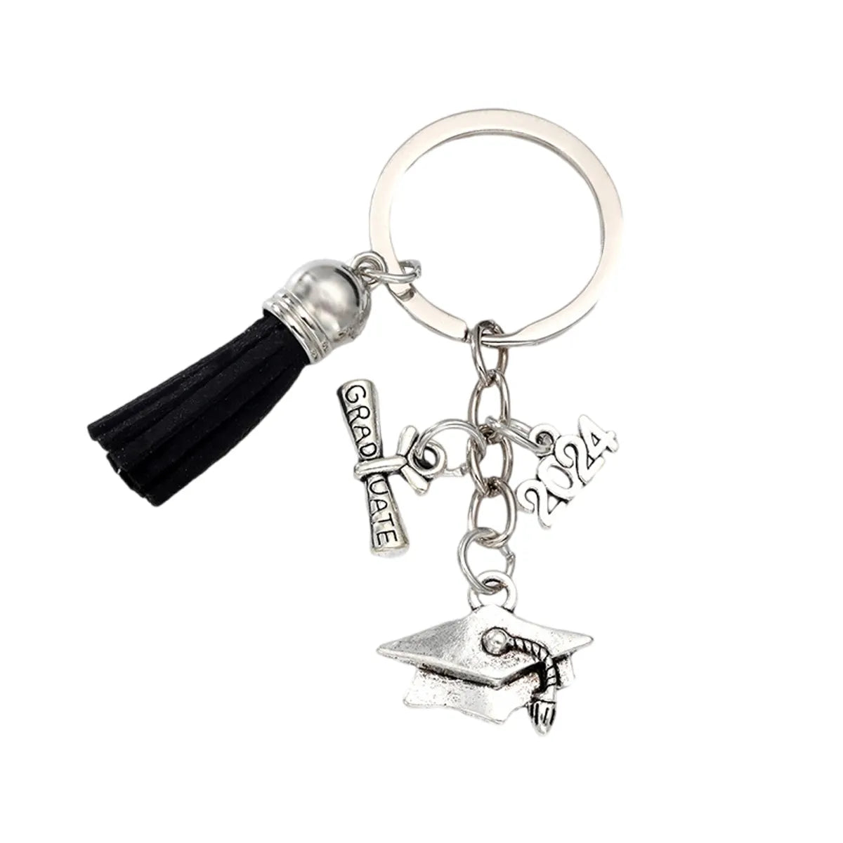 Casual Simple Style Doctoral Cap Number Alloy Tassel Bag Pendant Keychain