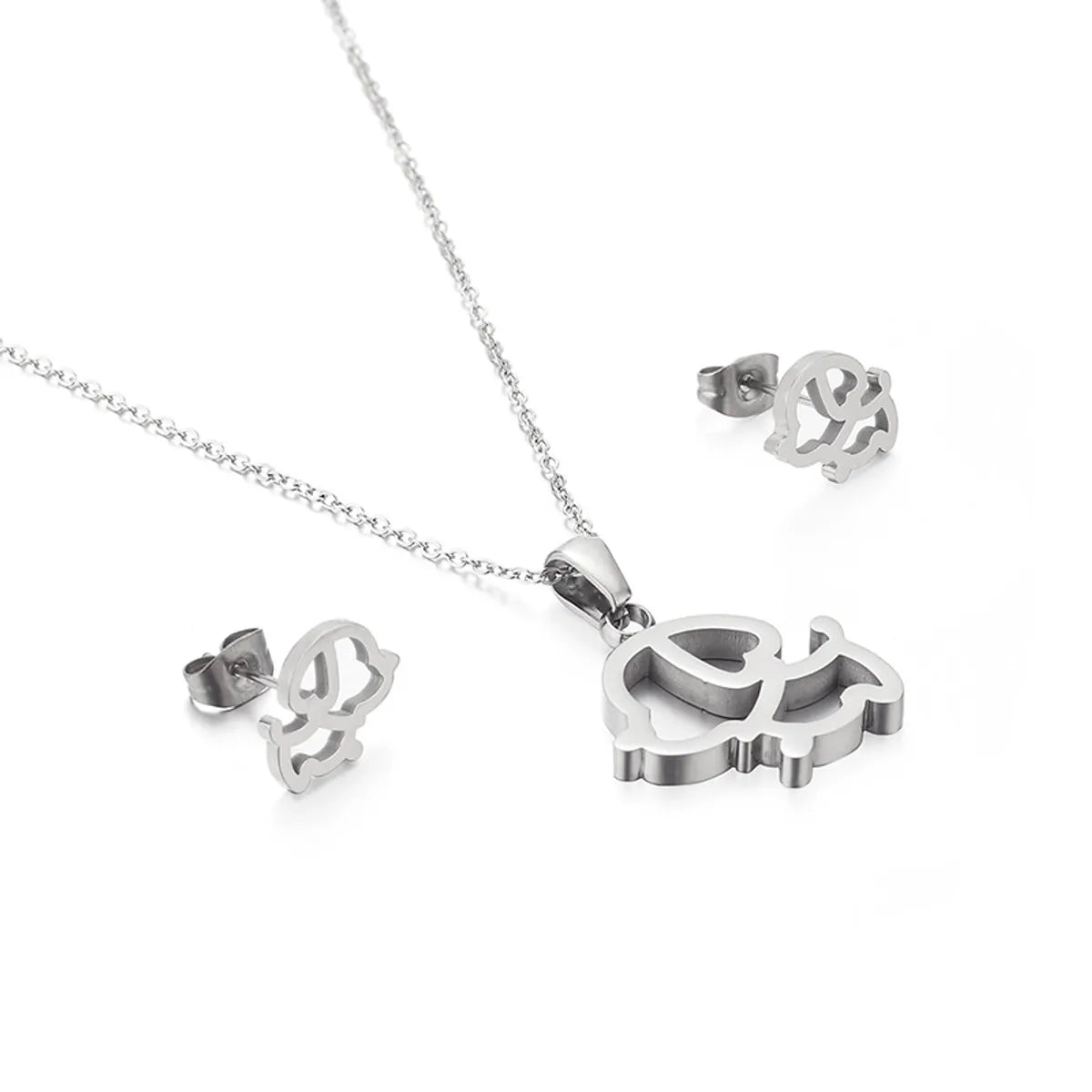 Casual Simple Style Dog Stainless Steel Titanium Steel Plating Earrings Necklace