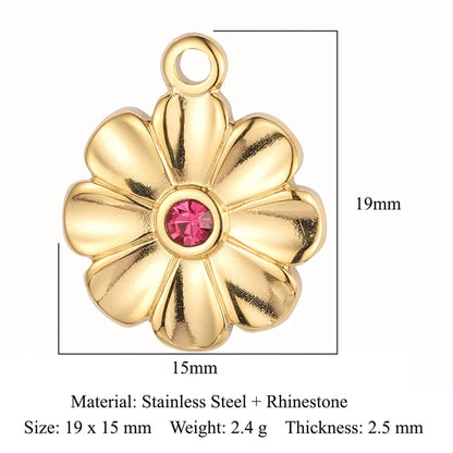 Casual Simple Style Dolphin Flower Snake Titanium Steel Plating Inlay Rhinestones Charms Jewelry Accessories