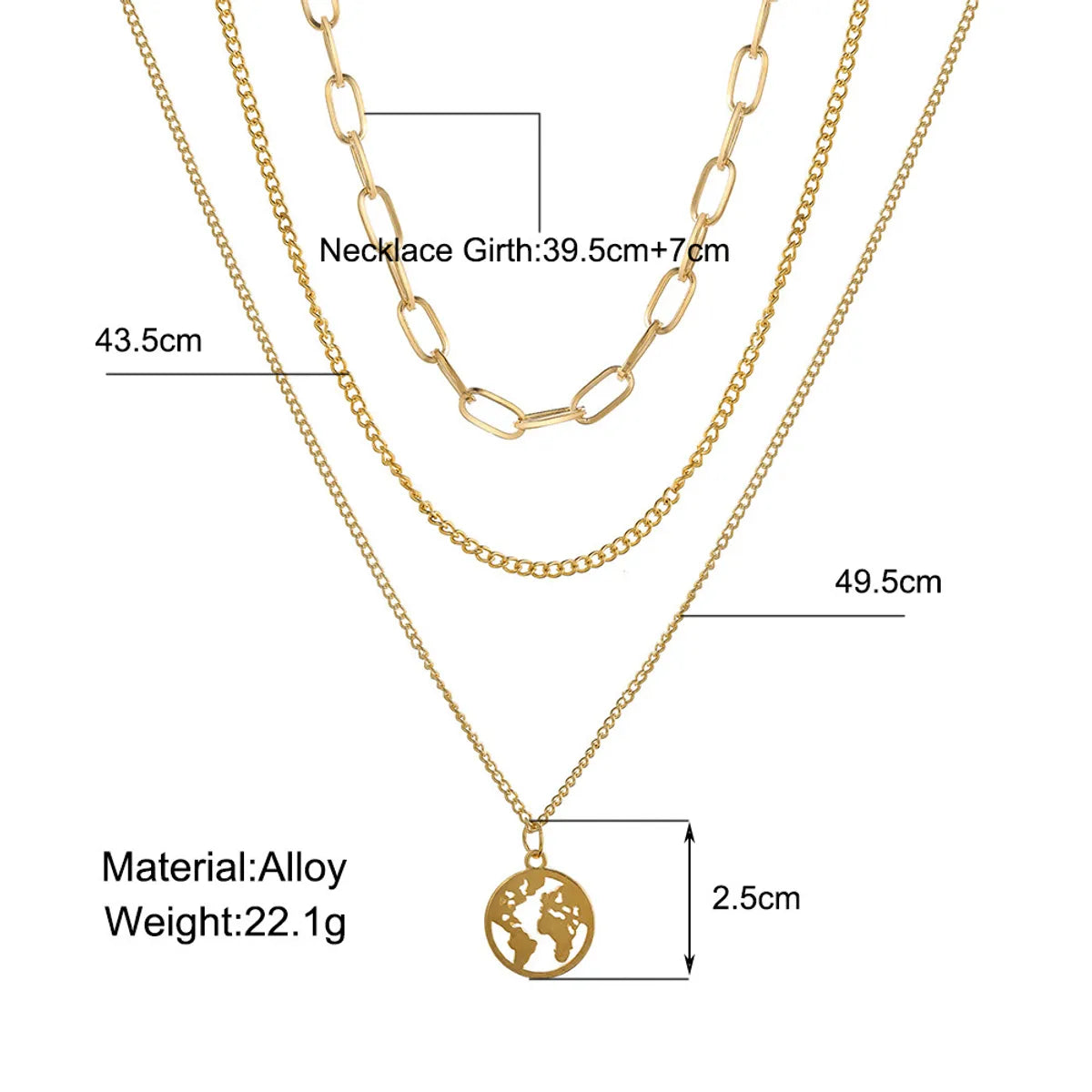 Casual Simple Style Earth Alloy Wholesale Three Layer Necklace