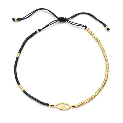 Casual Simple Style Eye 304 Stainless Steel Glass Rope Wholesale Drawstring Bracelets