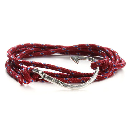 Casual Simple Style Fishhook Alloy Rope Layered Unisex Bracelets